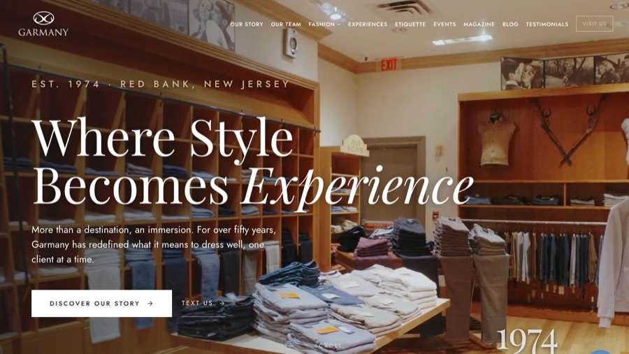 Garmany luxury fashion website homepage