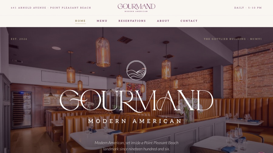 Gourmand restaurant website homepage